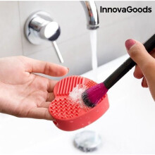 Nettoyeur de Brosses et Pinceaux - Heart InnovaGoods - Silicone - Rouge - Pratique - Efficace