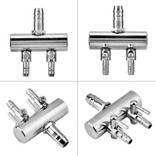 Stainless Steel Fish Tank Air Flow Splitter 8mm to 4mm Control Valve 2 Way