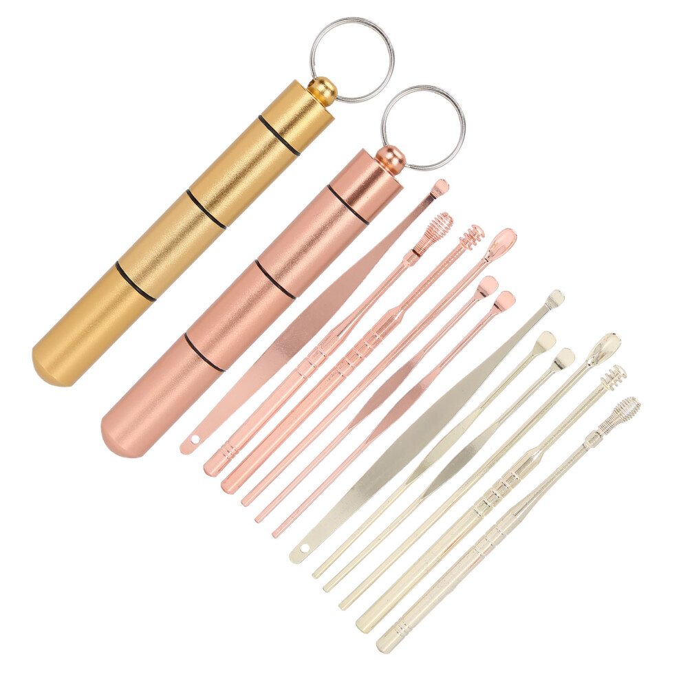 Gold Stainless Steel Earwax Removal Set With Ear Scoop & Pick Rose Finish