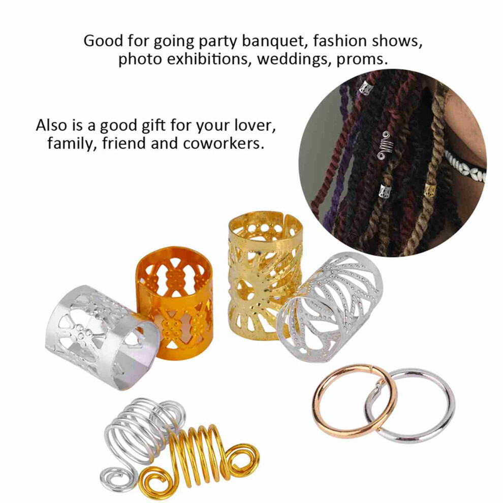 Unisex 90Pcs Metal Hair Braid Rings For Dreadlocks