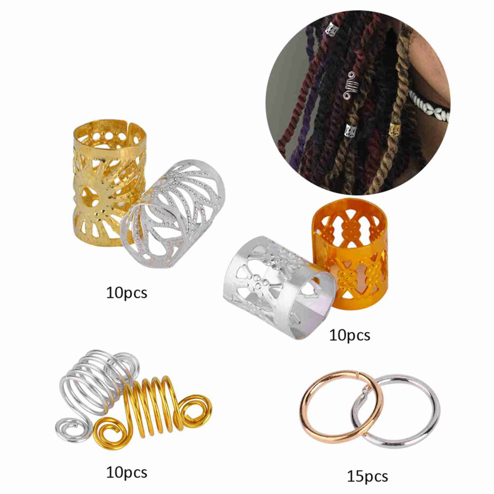 Unisex 90Pcs Metal Hair Braid Rings For Dreadlocks