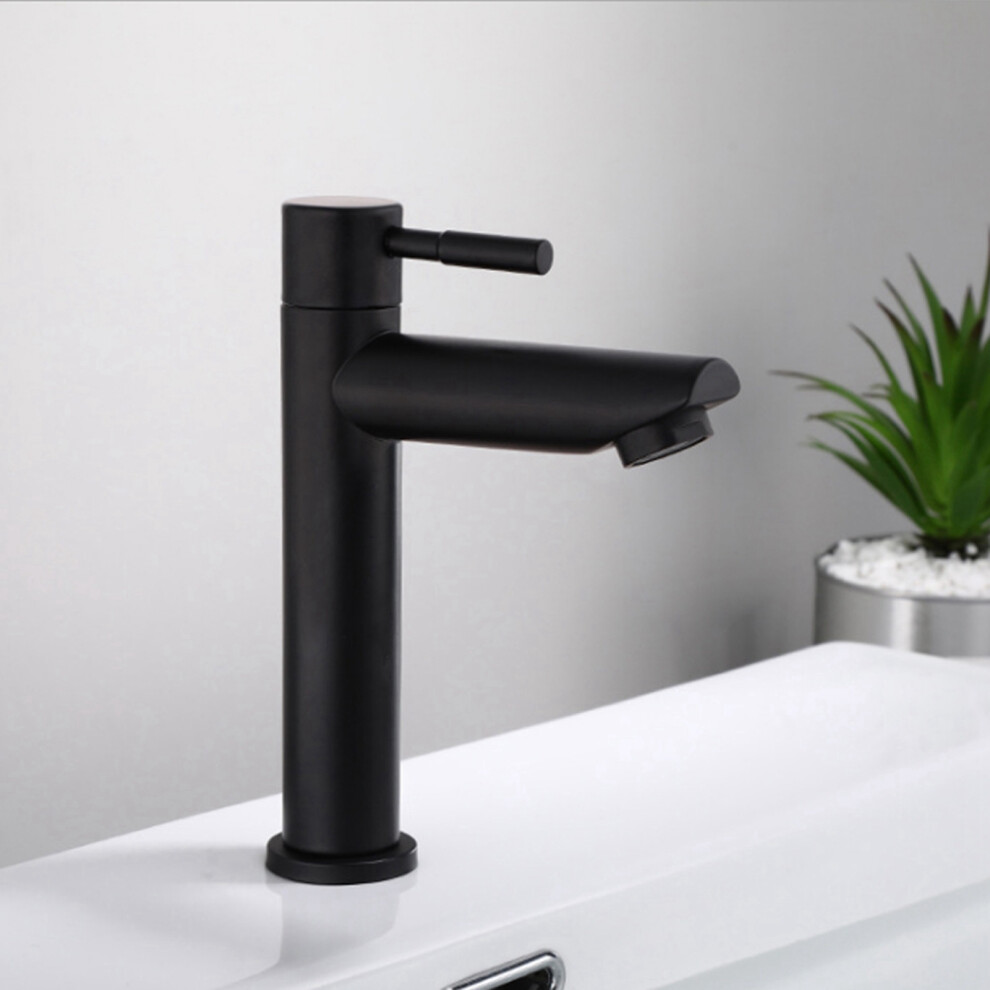 304 Stainless Steel Black Bathroom Basin Faucet G1/2In Single Cold Tap 8401393273170