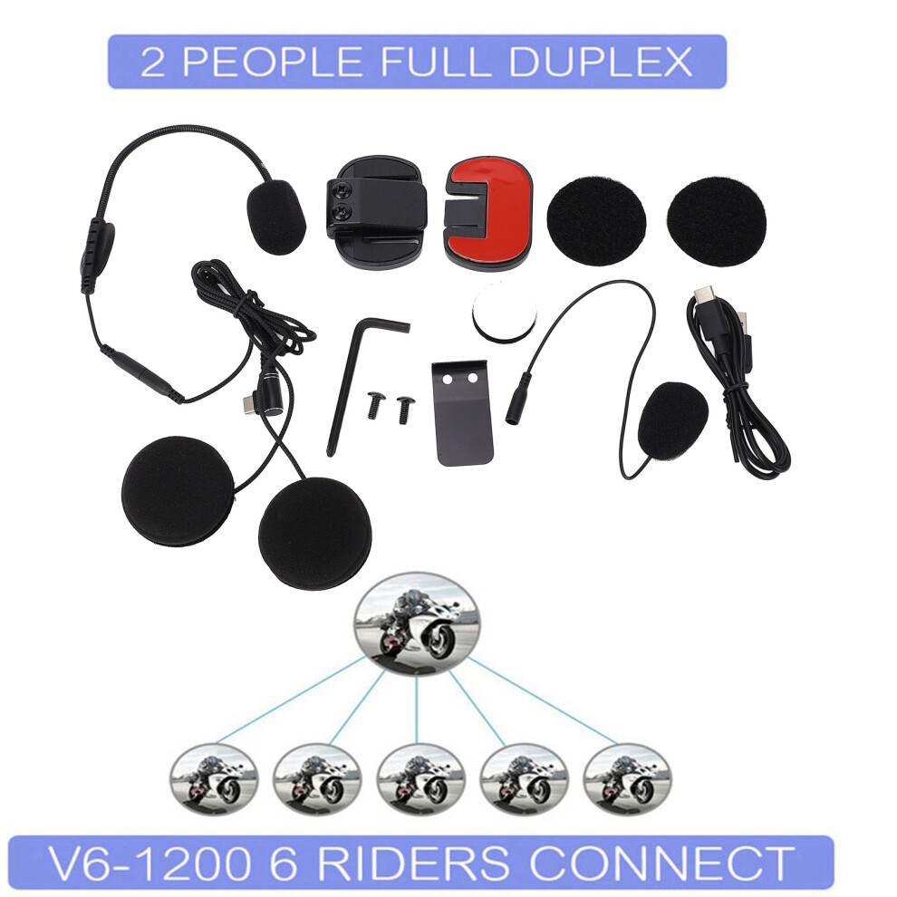 V6plusâ1200 Motorcycle Bluetooth Helmet Intercom For 6 Riders 8181393204649