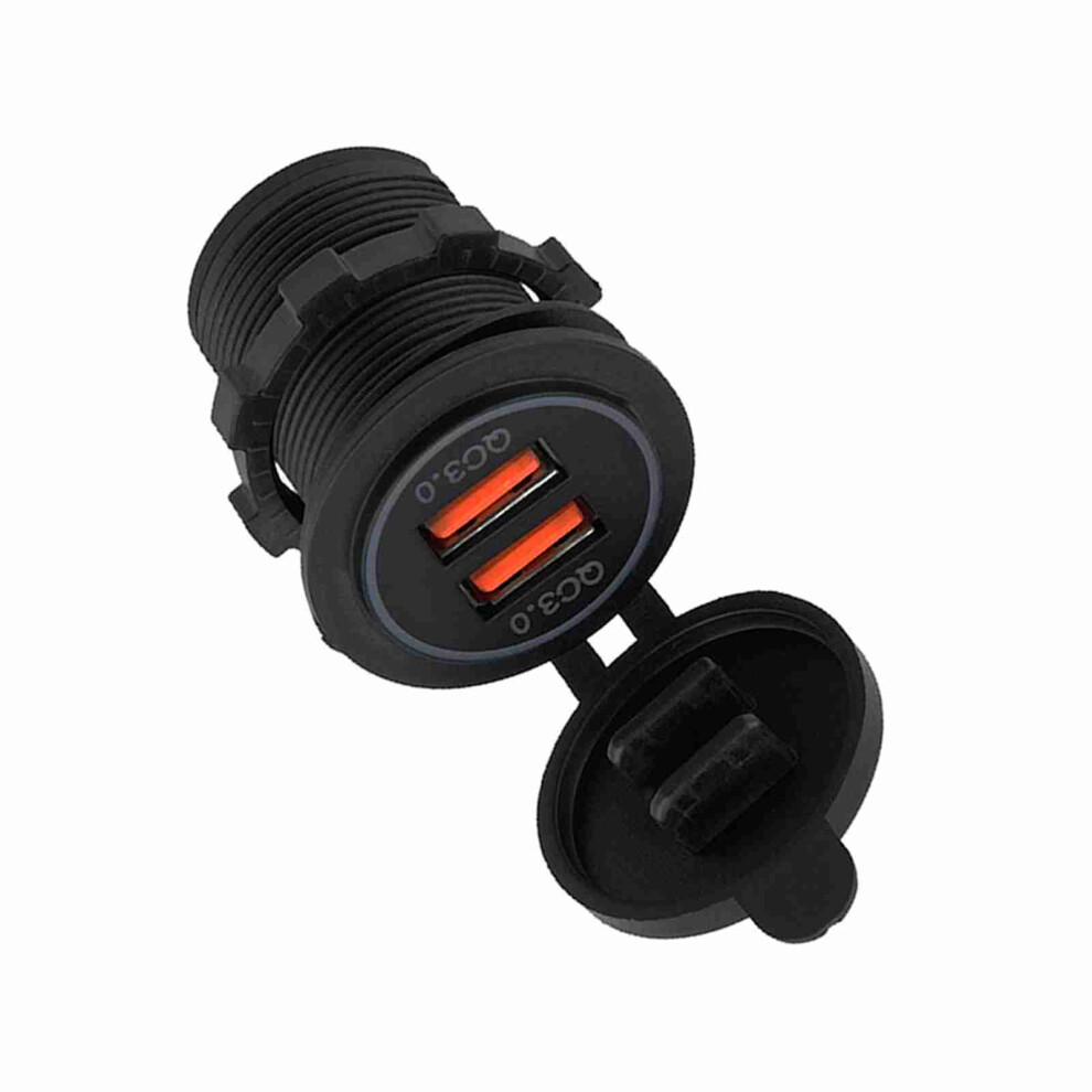 Dual Usb Car Charger Socket Qc3.0 12V/24V Power Outlet For Motorbike Boat Use 7611393206523