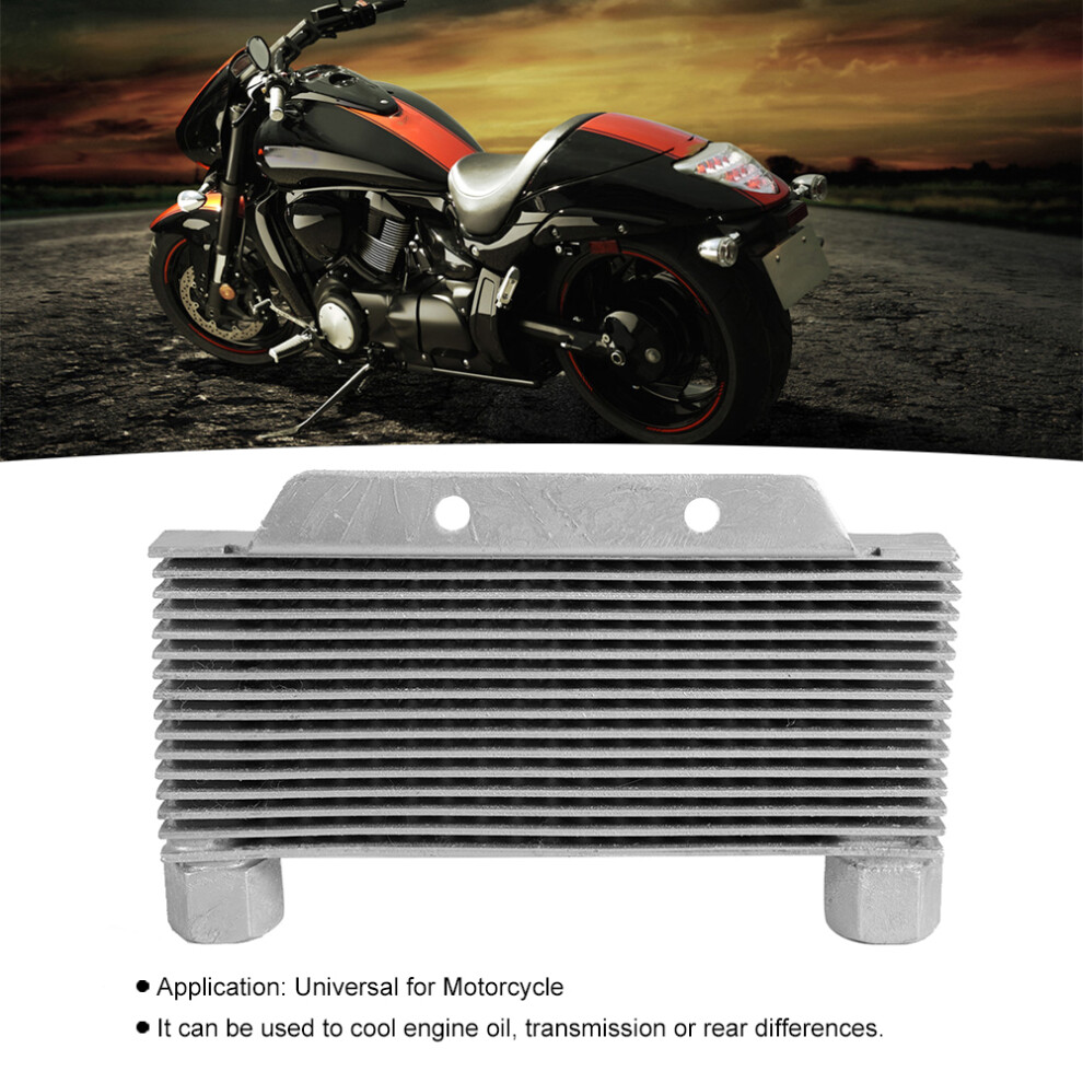 Aluminium Motorcycle Oil Cooler Radiator 15 Rows Universal Engine Cooling Part Silver 4391393207661