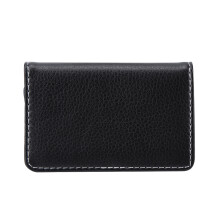 Leather Business Card Holder Case Wallet for Men and Women Black Portable