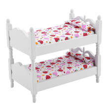 12 Doll House Pink Strawberry Bunk Bed - Mini Furniture for 1/12 Kids Room