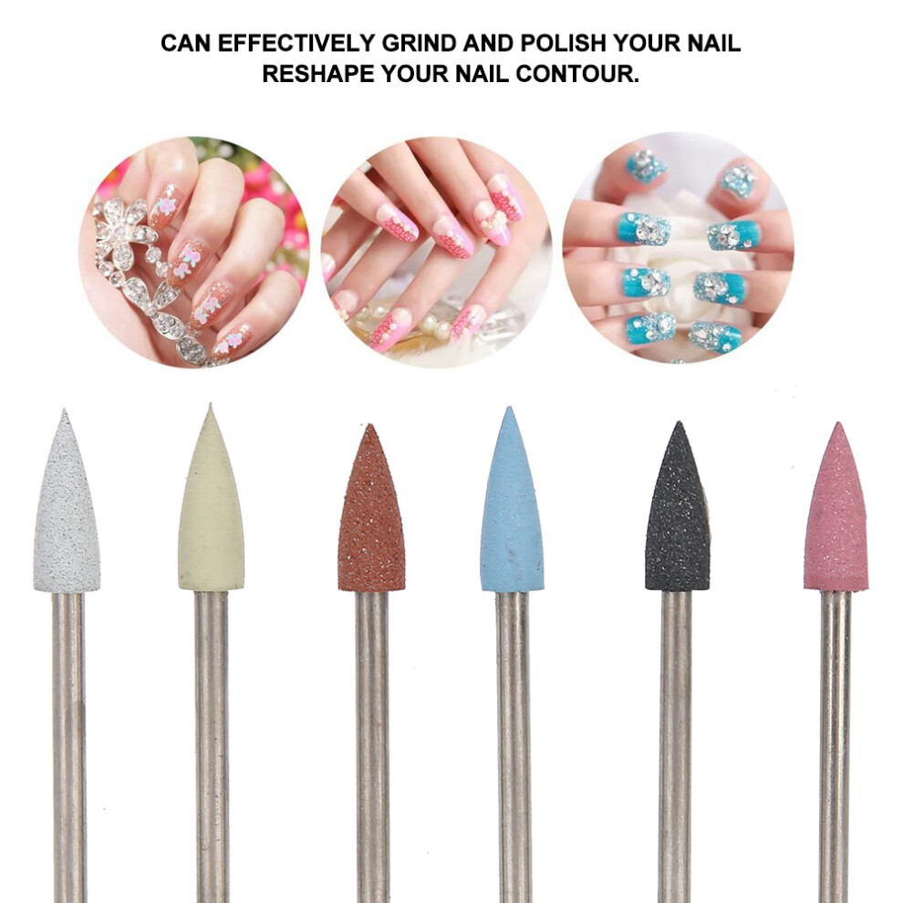 6pcs Nail Art Grinding Head Set for Dead Skin Removal and Polishing