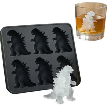 Dinosaurier-Eiswürfelform, 6-fache Dino-förmige Eiswürfelform mit Deckel, Party & Cocktail, einfaches Befüllen und Freilassen, gefriersicher