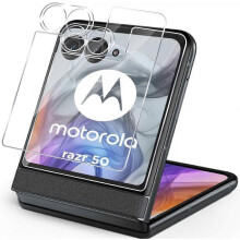 2+2 Pack für Motorola Razr 50/50 Ultra Tempered Glass Frontdisplayschutz und Kameralinsenschutz, HD Clear 9H Härtefilm blasenfrei