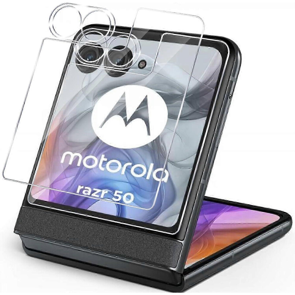 2+2 Pack For Motorola Razr 50/50 Ultra Tempered Glass Front Screen Protector And Camera Lens Protector,Hd Clear 9H Hardness Film Bubble Free 6935161802023