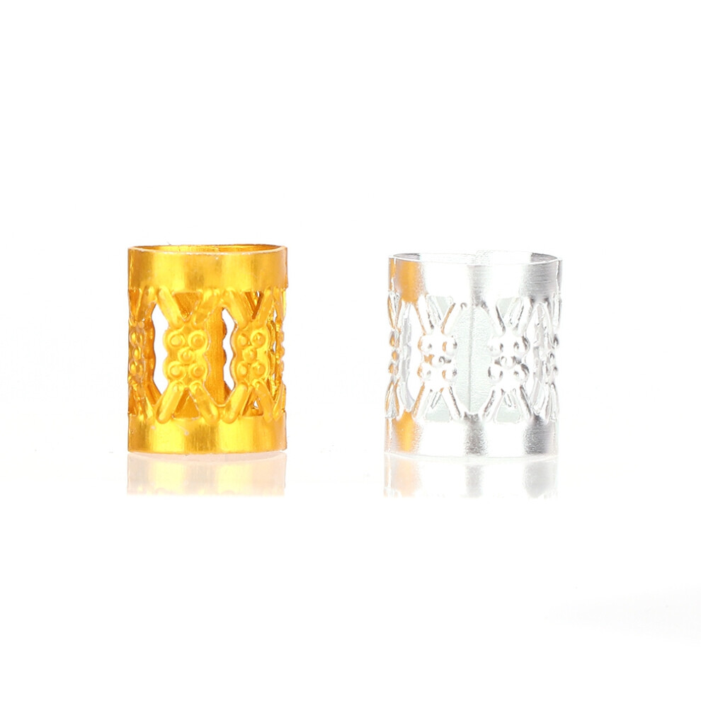 Dreadlocks Accessories 100pcs Hair Beads Cuffs Adjustable Gold & Silver