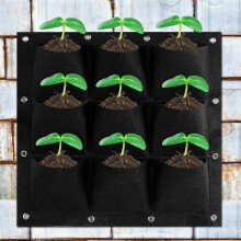 9 Pocket Vertical Garden Planter Wall Bag Black, 19.7x19.7 in