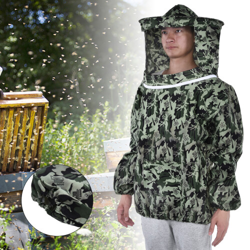 Breathable Beekeeping Suit with Hat, Camouflage, Adjustable Fit