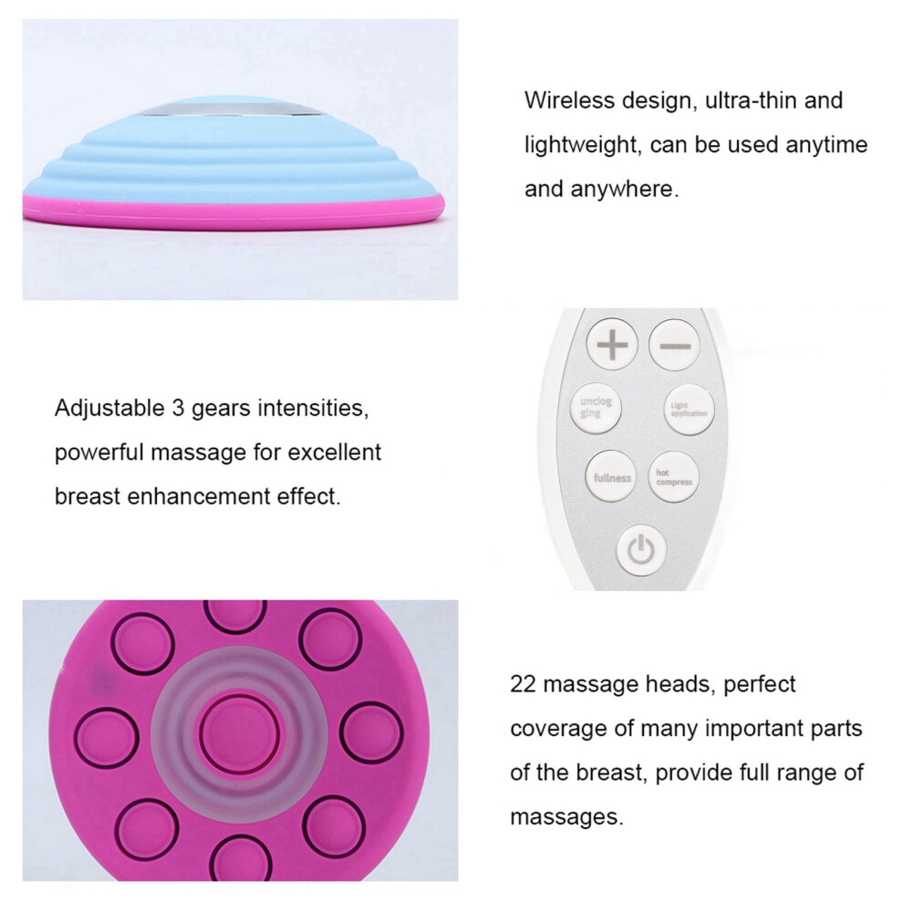 Wireless Breast Massager with 22 Heads, Adjustable Temp & Remote