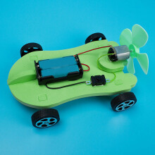 DIY Wind Power Car Kit for Kids, ABS + EVA, 16.5cm, Random Color