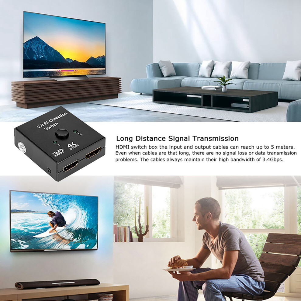Hdmi Splitter 2 Input To 1 Output 4K Support, Compact Hdmi Switcher 6911393220811