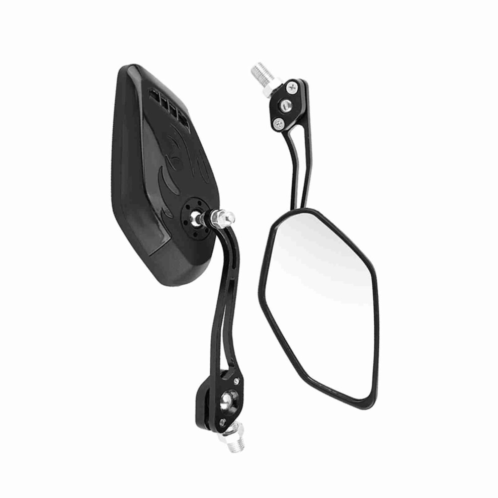 Motorcycle Aluminum Flame Pattern Rearview Mirrors 8Mm/10Mm Carbon Fiber Black 4951393221311