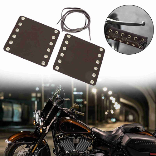 Motorcycle Leather Handlebar Covers Brown – Enhanced Comfort & Better Grip 2