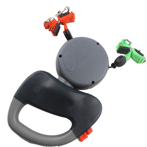 3m Teleskop-Hundeleine Doppel-Grau 1