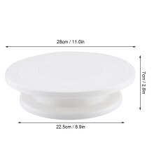 White Cake Decorating Turntable 28cm Rotating Stand for Pastry & Baking