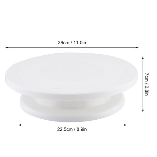 White Cake Decorating Turntable 28cm Rotating Stand for Pastry & Baking