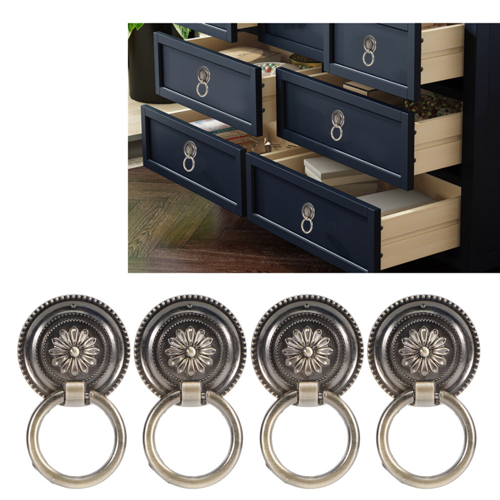 4Pcs Zinc Alloy Bronze Door Ring Knocker Handles For Cabinets Drawer Closet 5011393291277