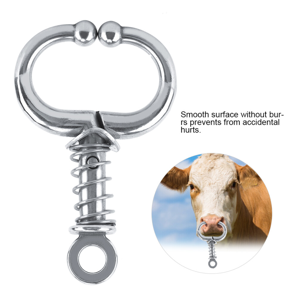 Stainless Steel Bull Nose Ring With Spring Pliers, Cattle Husbandry Accessory 9391393226629