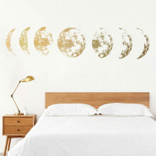 Golden Moon Phase Wall Sticker 60x40cm Eco-Friendly Decor for Home
