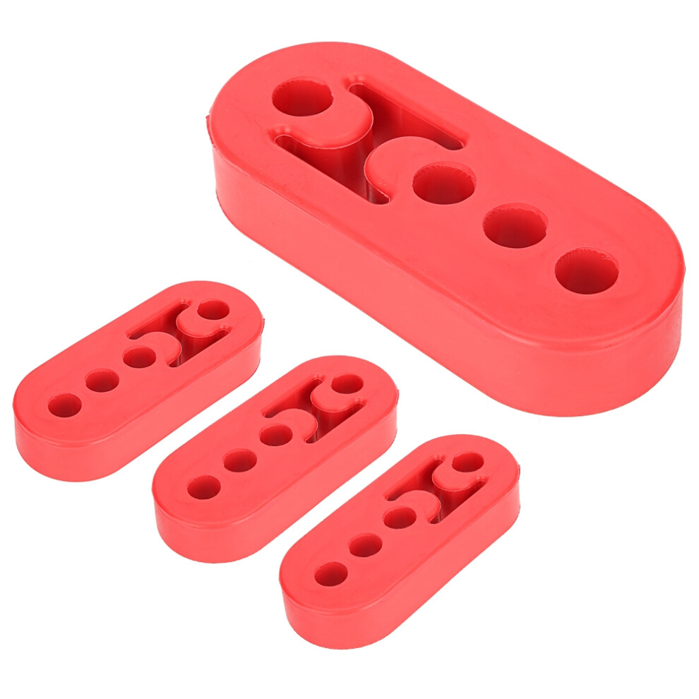 Universal 4Pcs 12Mm Polyurethane Exhaust Muffler Hanger Adjustable Red 3501393293279