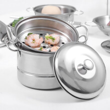 Children's Mini Stainless Steel Pretend Steamer Pot 12.8x8.5cm Kitchen Toy