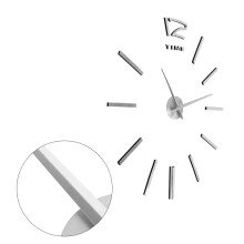 Large 3D Mirror Wall Clock DIY Surface Sticker Silver Modern Home Decor