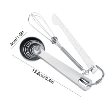 Stainless Steel 7Pcs Measuring Spoons & Cups Set with Measuring Stick & Whisk