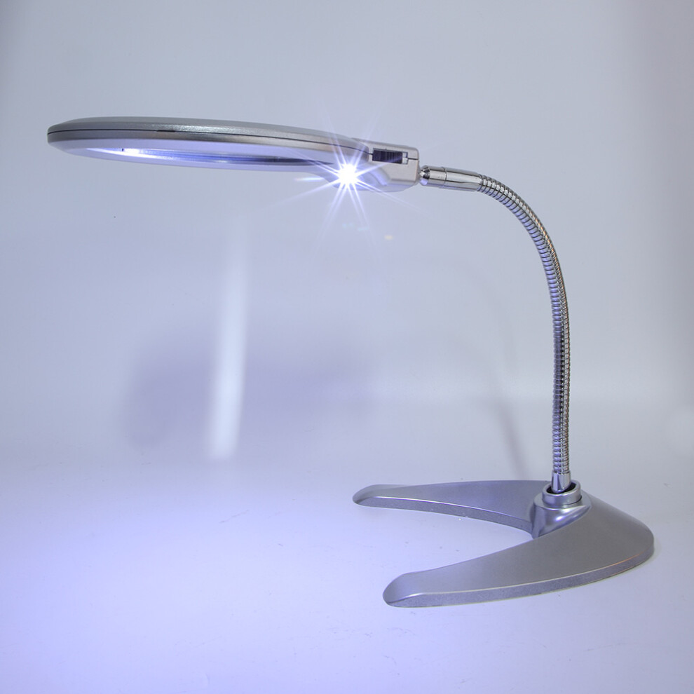 Light 2.5X 5X Desk Magnifying Glass With 130Mm Lens & 2 Led S