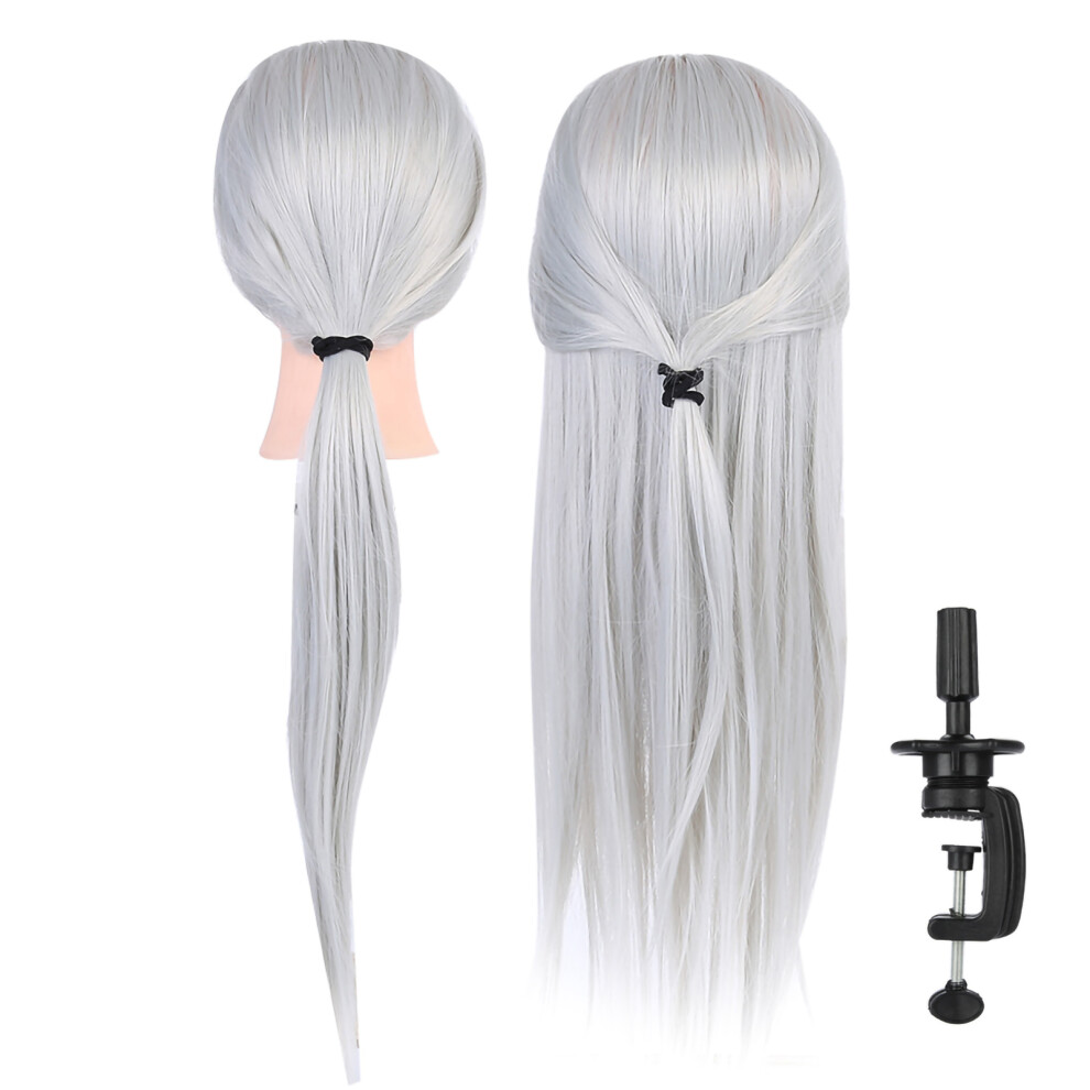 Practice Hair Head Mannequin Doll 66cm Light Gray Cosmetology Tool