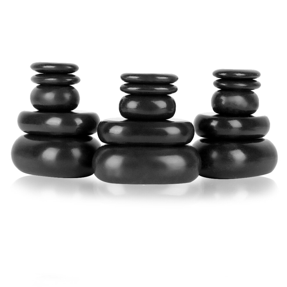 Black 20 Basalt Spa Stones Oval Shape For Aromatherapy & Wellness
