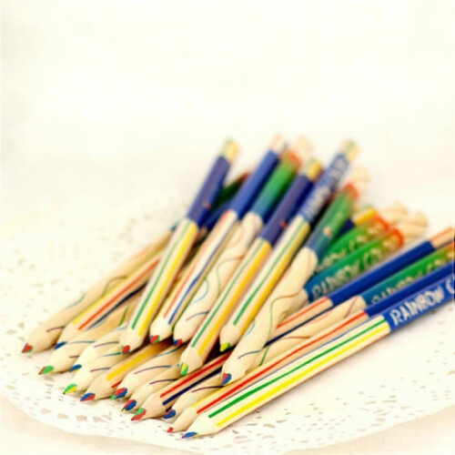 50Pcs Rainbow Color Pencil 4 σε 1 Χρωματιστά μολύβια για Σχέδιο Ζωγραφικής Χαρτικά
