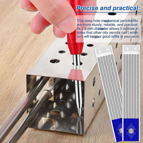 60 Pcs 2,8 mm Solid Silver Streak Vetser Påfyllningar för Carpenter Mark Pencils Deep Hole Mechanical Pencil 2
