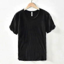 T-shirt retrò Raw Edge per uomo: cotone, leggera, traspirante, slim-fit, monocromatica a collo a O, casual Basic Top