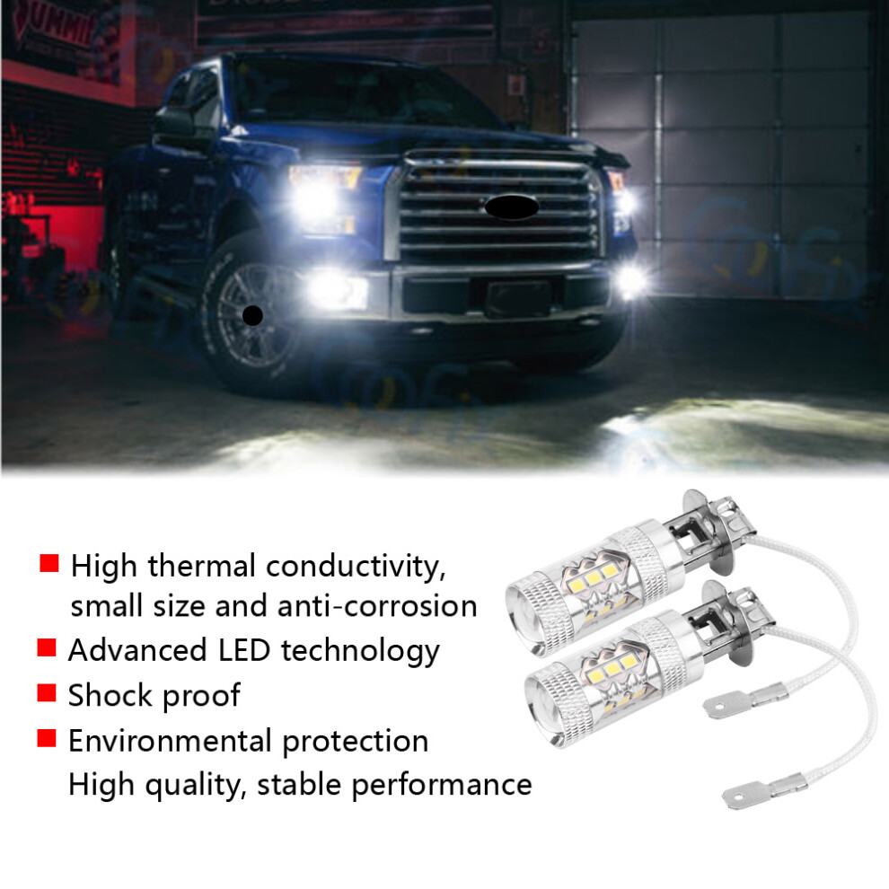 2 Pcs Car Led Fog Bulbs H1 H3 12Vâ24V 10W 1400Lm Light/White 7621393238134
