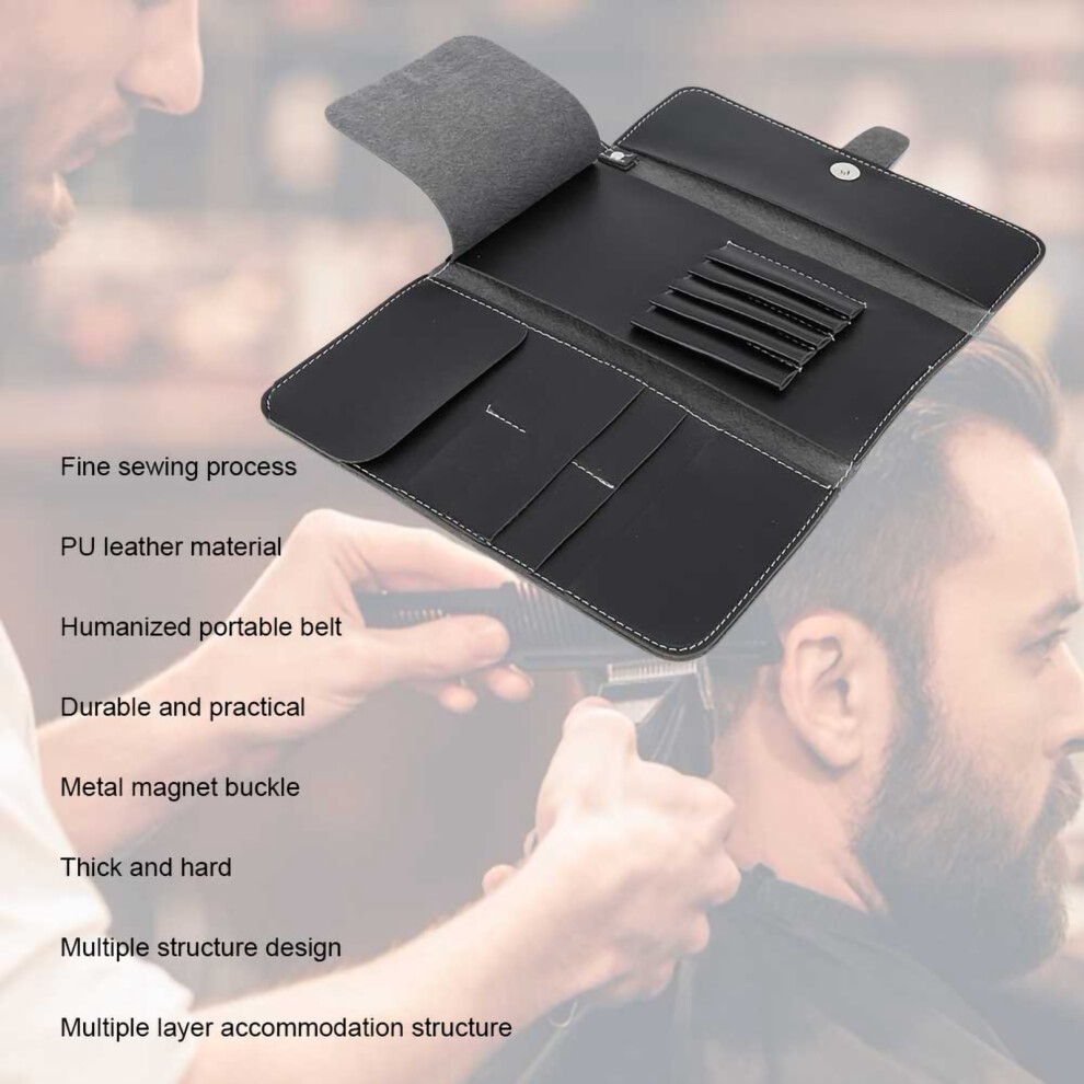 Compact Black PU Hairdressing Organiser Bag