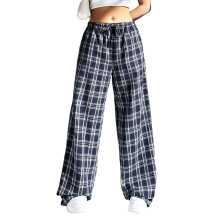 Damenhose im Y2K-Stil mit geradem Bein,-blau und weiß XXXL