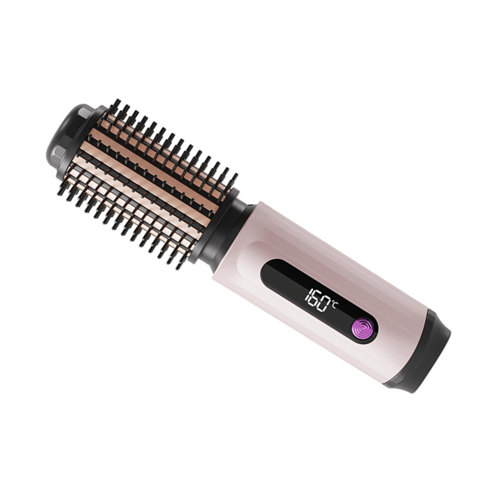 Pink Wireless Multipurpose Hair Curler And Straightener Brush