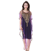 Durchsichtiges Cape-Schalkleid aus Mesh mit-Lila OS