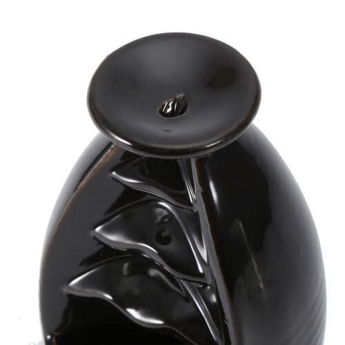 Ceramic Backflow Incense Burner Holder Stand Cones 11x6.5cm Black 2