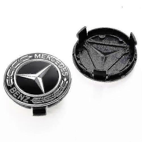 Κεντρικά καπάκια τροχών Mercedes-Benz 75mm, Μαύρα, 4τμχ - Καπάκια πλήμνης Wheat Spike 2