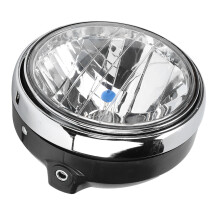 Retro Round Motorcycle Headlight Assembly Fits CB400/900, Black Alloy