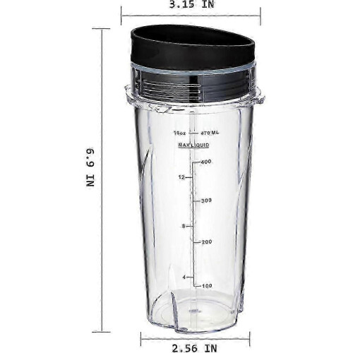 16Oz Replacement Cups for Ninja QB3001SS Fit Compact Personal Blender, with Lids- 2 Pack 2
