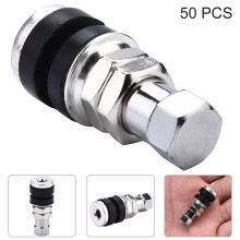 50pcs Universal Brass Tire Valve Nozzle for Bikes, Motorcycles & Cars, Silver