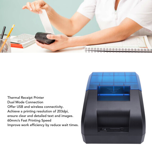 58mm Tragbarer Thermoquittungsdrucker 203dpi USB Bluetooth EU-Stecker 2